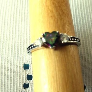 Sterling Silver Heart Amethyst CZ Ring